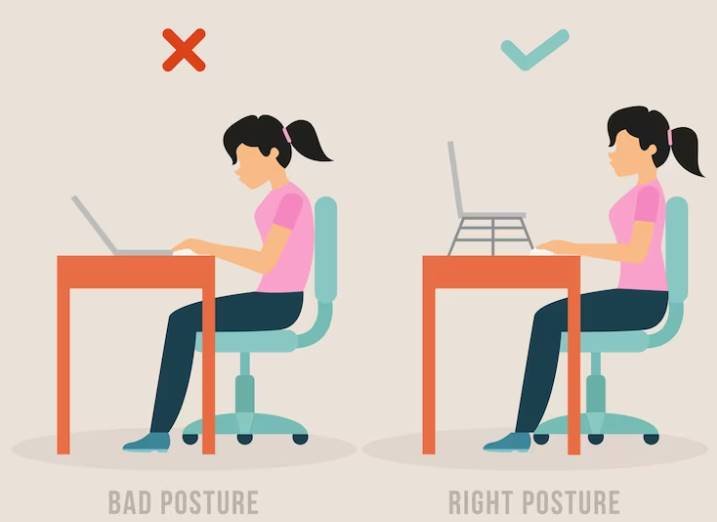 Poor posture while standing or sitting