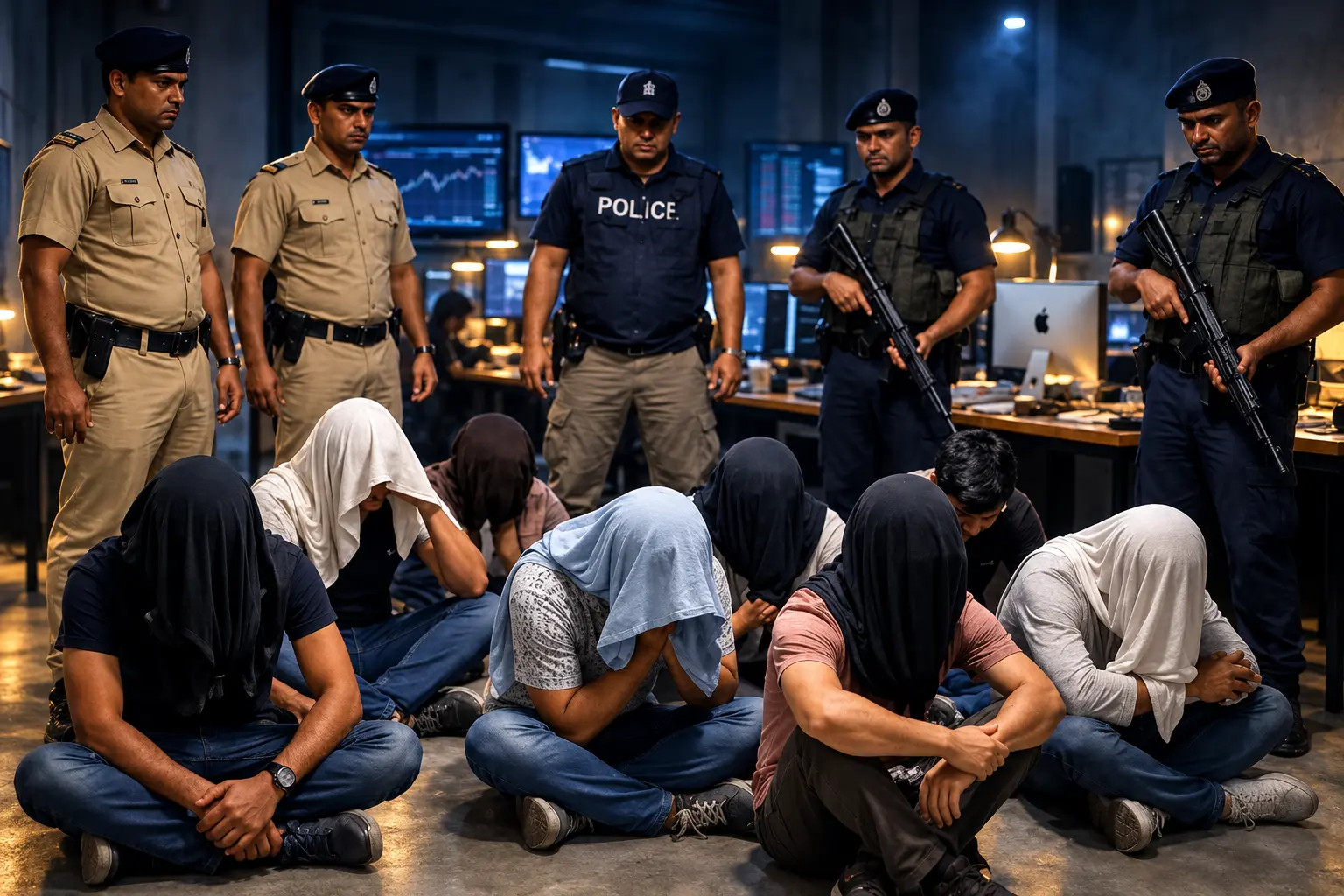 Navi Mumbai Mahape fake Apple support raid four arrested